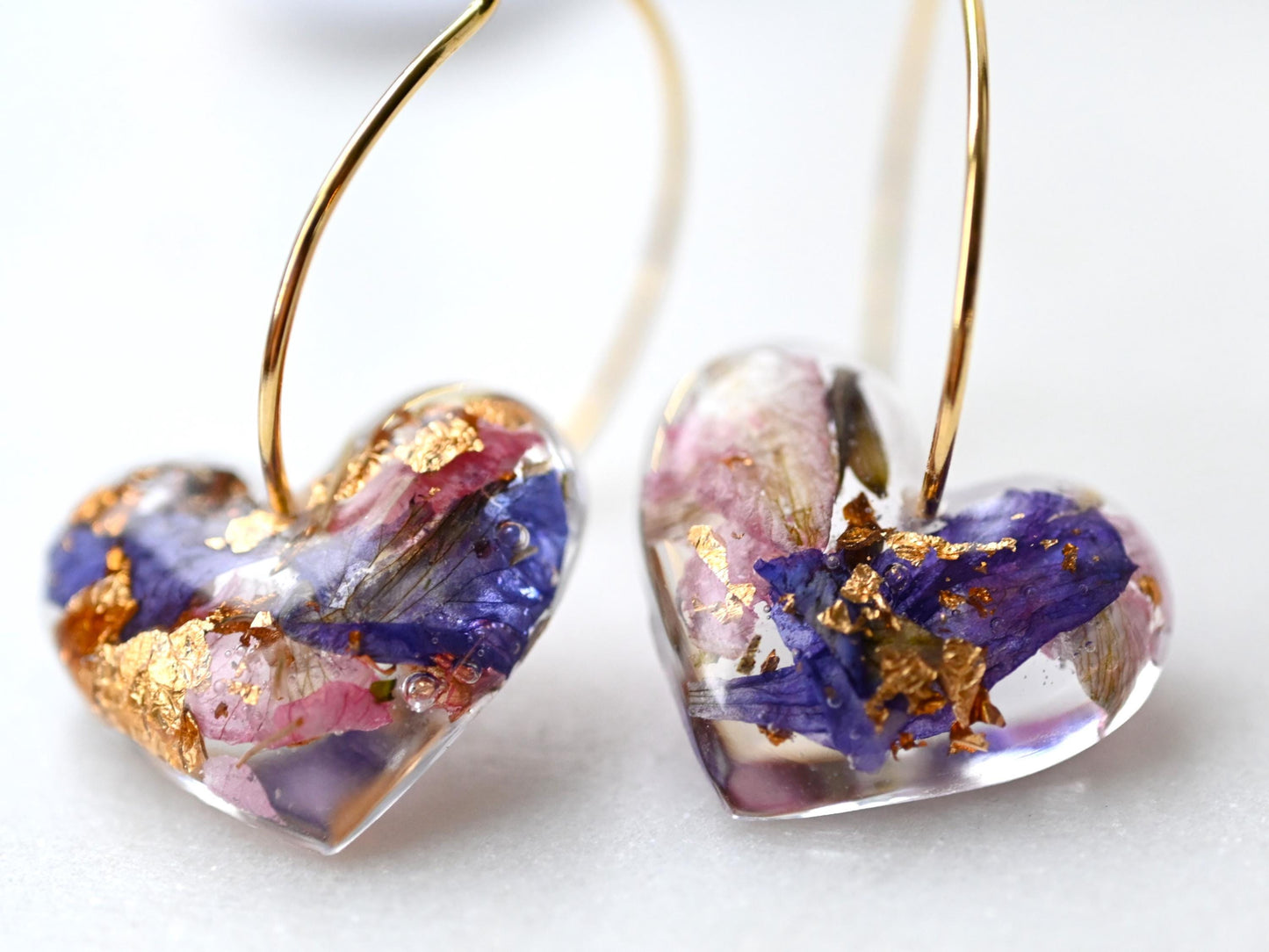 Wildflower Stainless Steel Heart Hoop Earrings – Nature-Inspired Jewellery Gift