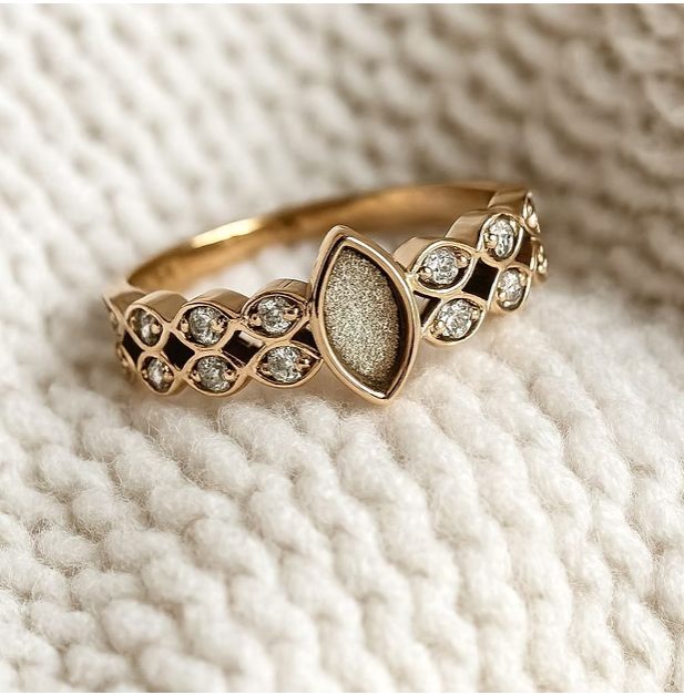 MADE TO ORDER — 9ct Gold Double Marquise CZ Band Ring | Rose, Yellow or White Gold | Ashes, Hair & Fur Memorial Keepsake
