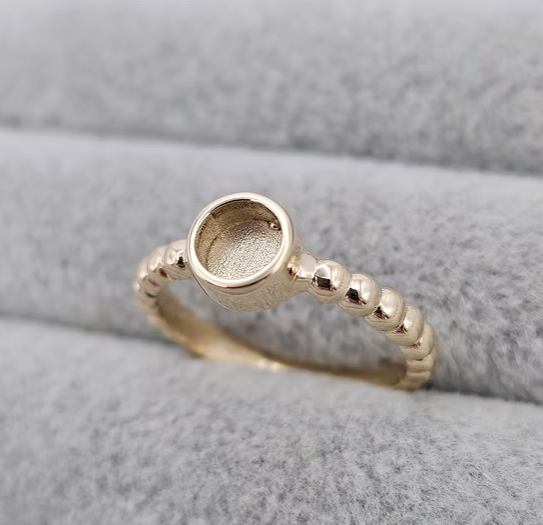 MADE TO ORDER — 9ct Gold Round 5mm Bobble Ring | Rose, Yellow or White Gold | Ashes, Hair & Fur Memorial Keepsake