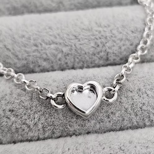 Mini Heart Charm Belcher 925 Silver Bracelet | Ashes, Hair & Fur Memorial Keepsake