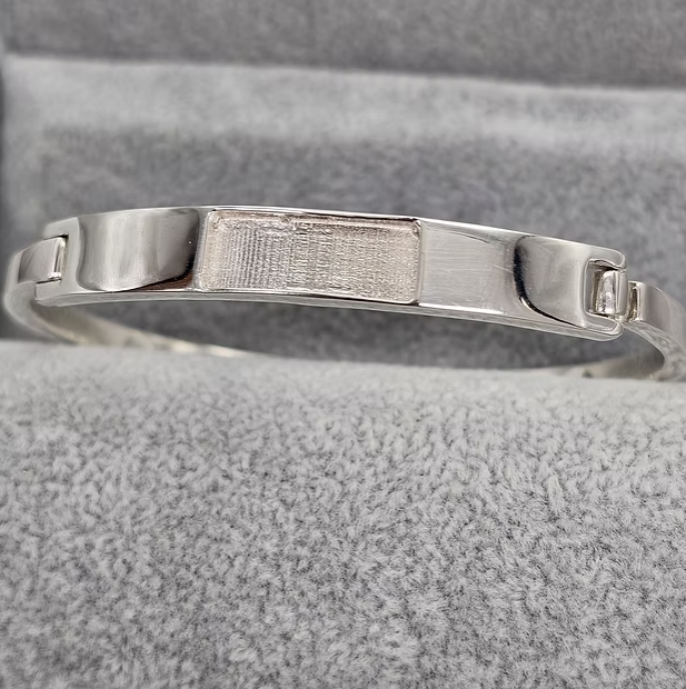 MADE TO ORDER — Unisex Bar Bangle | Solid Weighted 925 Silver | Ashes, Hair & Fur Memorial Keepsake