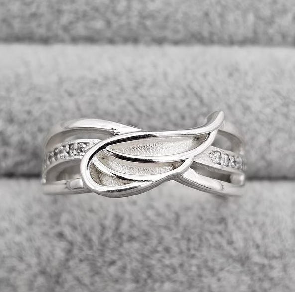 Angel Wing CZ 925 Silver Ring | Ashes, Hair & Fur Memorial Keepsake