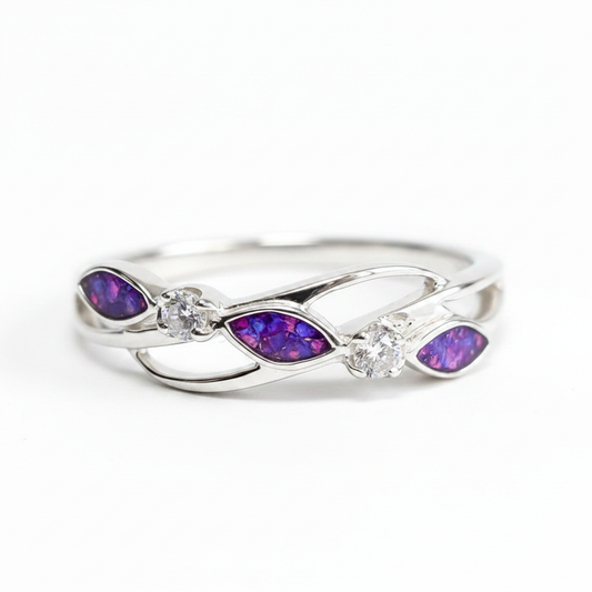 Lavender opal 3 stone eternity