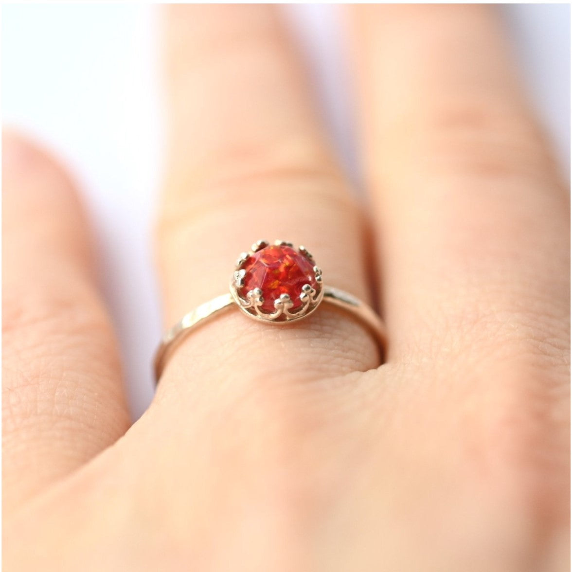 Handmade 6mm Ashes Stacking Ring in Sterling Silver – A close-up of the sterling silver ring with a 6mm ashes stone, showing its handmade details.
