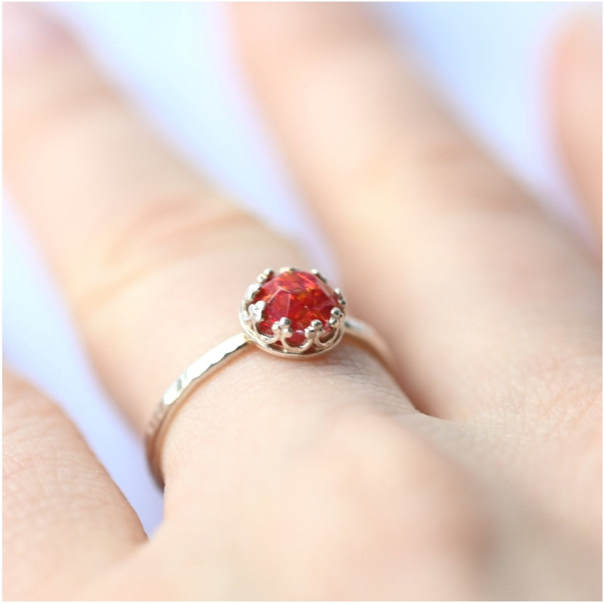 Sterling Silver Stacking Ring with 6mm Ashes Stone in Jewellery Box – A memorial ring presented in a box, highlighting its fine craftsmanship and sentimental value.