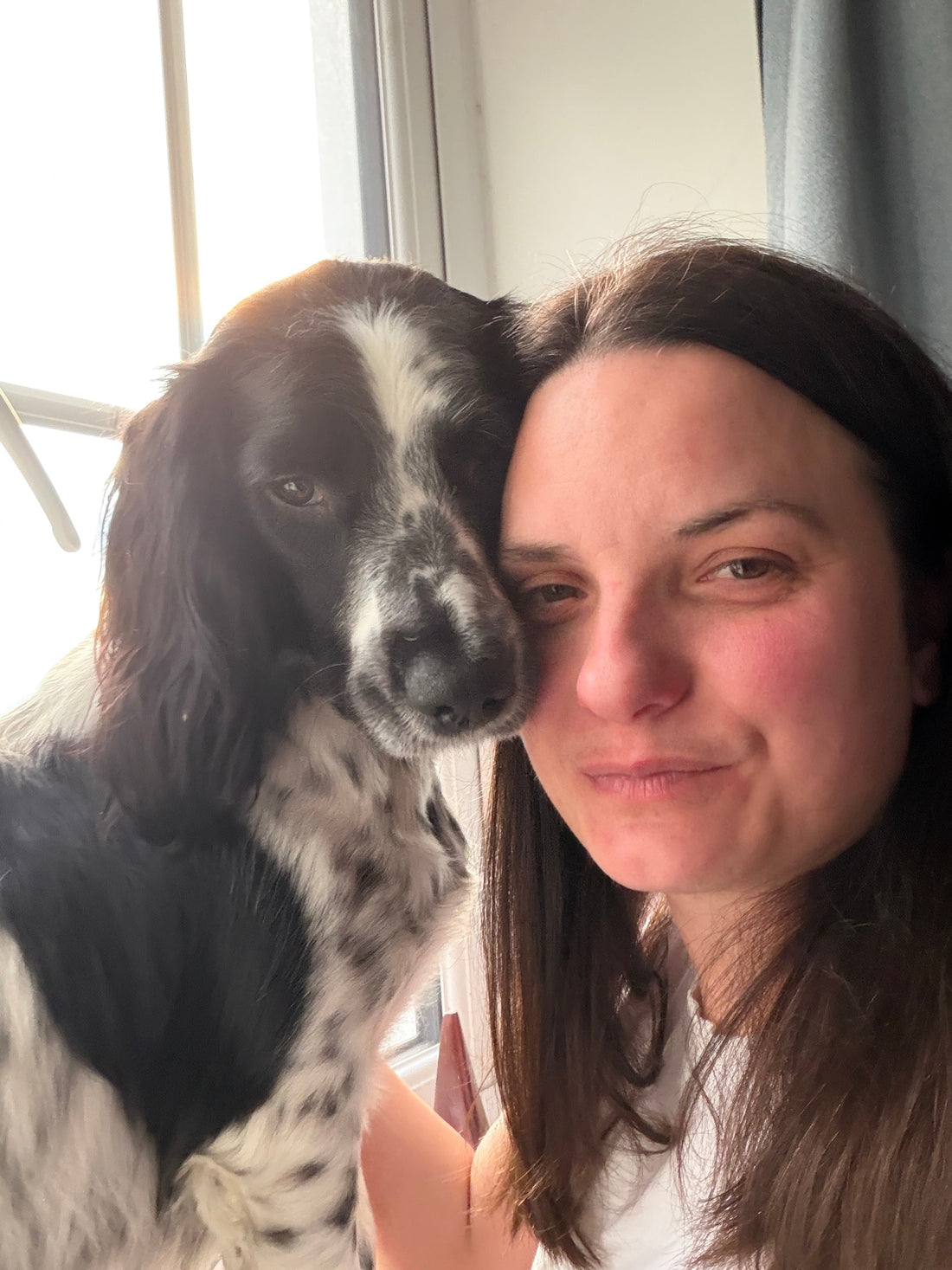 Olja with her beloved Springer Spaniel Lucy — Lovely Oxford dog fur memorial jewellery UK