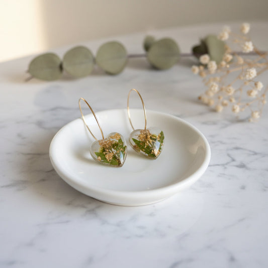 Bridal bouquet real flower resin earrings — handcrafted by Lovely Oxford