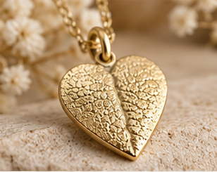 Personalised Pet Nose Print Heart Necklace – Fine Silver or Gold Vermeil