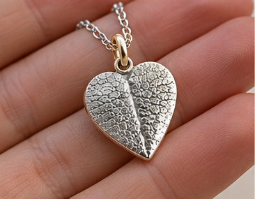 Personalised Pet Nose Print Heart Necklace – Fine Silver or Gold Vermeil