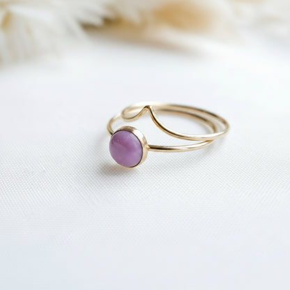 Mystery Gold-Filled Stacking Ring Bundle - 2 Rings Size N (Gemstones, Opal & Resin)