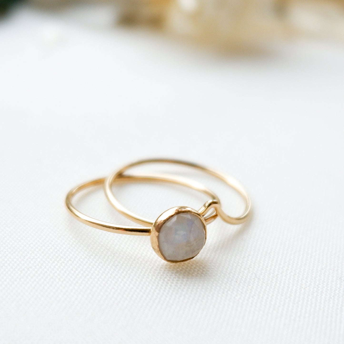 Mystery Gold-Filled Stacking Ring Bundle - 2 Rings Size N (Gemstones, Opal & Resin)