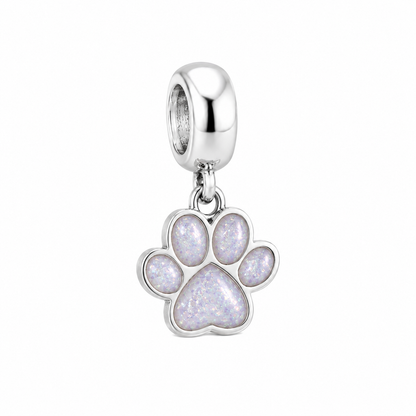 Paw Print Dangle 925 Silver Memorial Charm – Ashes, Hair & Fur Memorial Keepsake | Charm Only – Bracelet Chain Not Included
