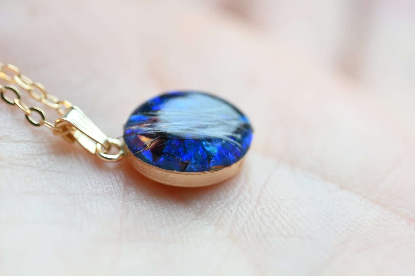 Gold-Filled Memorial Necklace for Ashes Hair or Flowers - Oval Opal Keepsake UK