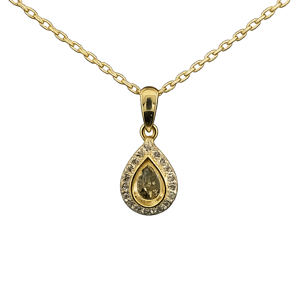 9ct Gold Teardrop Diamanté Memorial Pendant | Ashes, Hair & Fur Keepsake