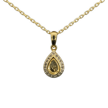 9ct Gold Teardrop Diamanté Memorial Pendant | Ashes, Hair & Fur Keepsake