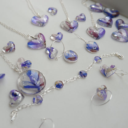 Bridal Flower Jewellery Set - Necklace Earrings Bracelet - Wedding Bouquet Keepsake UK