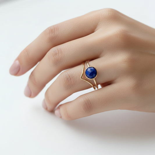 Mystery Gold-Filled Stacking Ring Bundle - 2 Rings Size N (Gemstones, Opal & Resin)