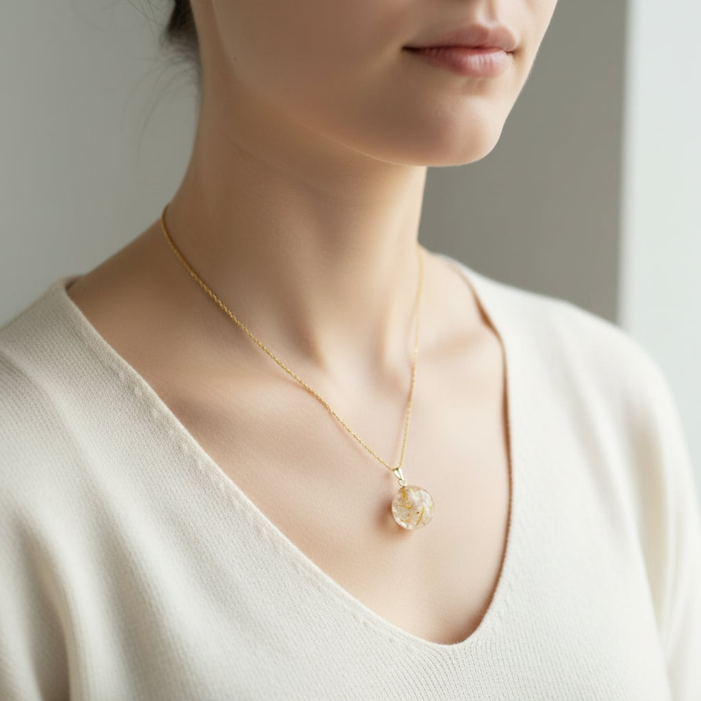 Sphere Flower Preservation Necklace - Wedding Bouquet Keepsake Jewellery
