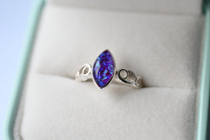 Celtic Marquise Memorial Ring — Custom Ashes, Hair, Fur & Opal Keepsake