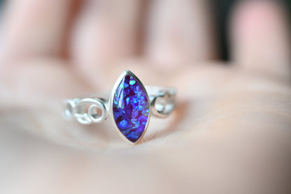 Celtic Marquise Memorial Ring — Custom Ashes, Hair, Fur & Opal Keepsake