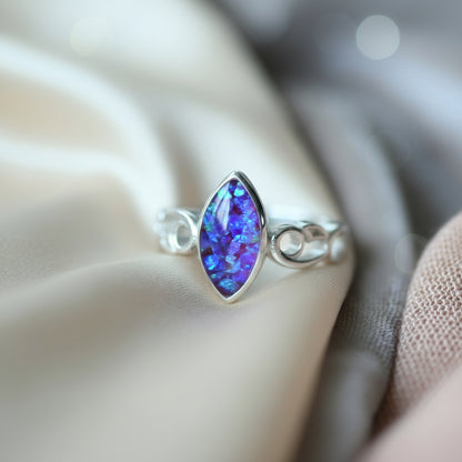 Celtic Marquise Memorial Ring — Custom Ashes, Hair, Fur & Opal Keepsake