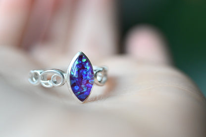 Celtic Marquise Memorial Ring — Custom Ashes, Hair, Fur & Opal Keepsake