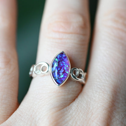 Celtic Marquise Memorial Ring — Custom Ashes, Hair, Fur & Opal Keepsake