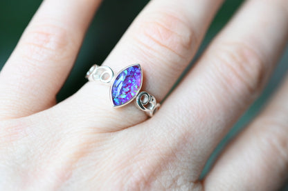 Celtic Marquise Memorial Ring — Custom Ashes, Hair, Fur & Opal Keepsake