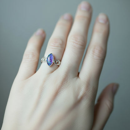 Celtic Marquise Memorial Ring — Custom Ashes, Hair, Fur & Opal Keepsake