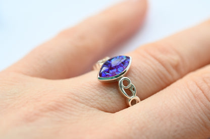 Celtic Marquise Memorial Ring — Custom Ashes, Hair, Fur & Opal Keepsake