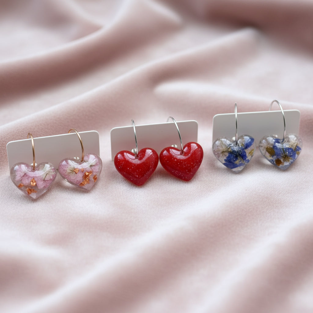 Heart-shaped objects on a white background