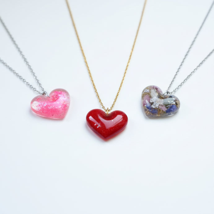 Mystery Handcrafted Resin Necklace Bundle - 3 Necklaces (Hearts)