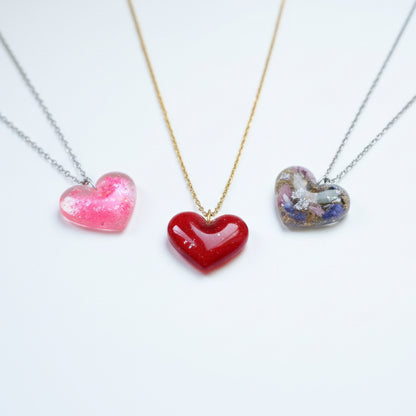 Mystery Handcrafted Resin Necklace Bundle - 3 Necklaces (Hearts)