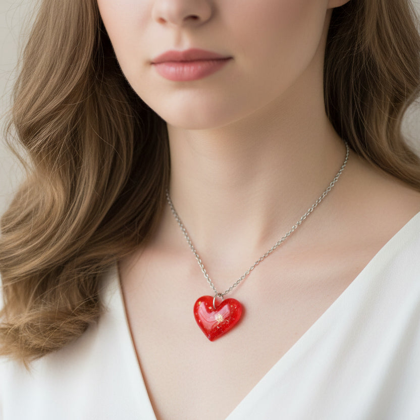 Mystery Handcrafted Resin Necklace Bundle - 3 Necklaces (Hearts)