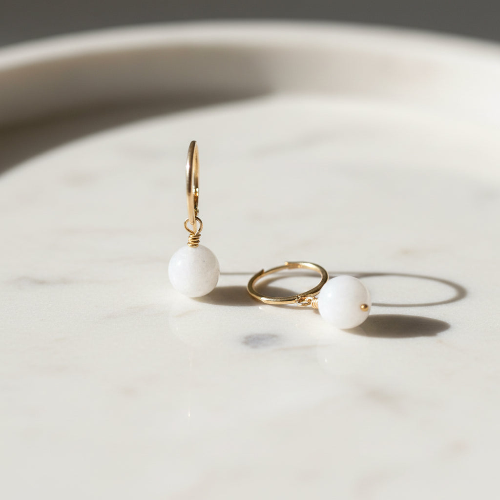 Memorial Hoop Earrings for Ashes Hair Flowers Wedding Dress - Gold or Silver Sphere UK