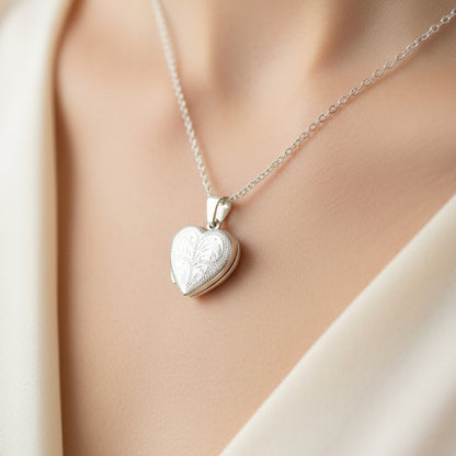 Sterling Silver Memorial Locket for Ashes Hair or Flowers - Heart Photo Locket UK