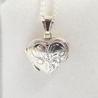 Sterling Silver Memorial Locket for Ashes Hair or Flowers - Heart Photo Locket UK