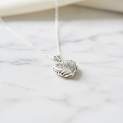 Sterling Silver Memorial Locket for Ashes Hair or Flowers - Heart Photo Locket UK