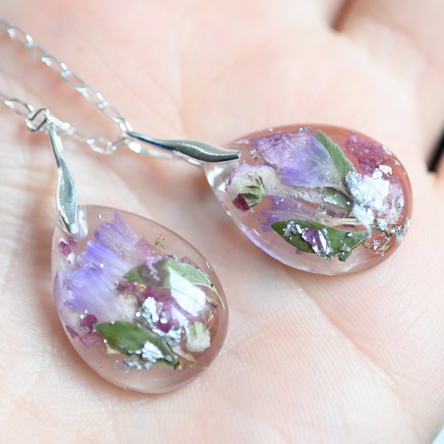 Wedding Bouquet Preservation Necklace & Earrings Set - Bridal Flower Keepsake