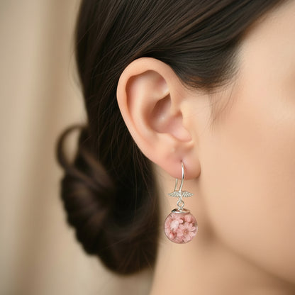Sphere Flower Preservation Set - Necklace & Earrings - Wedding Bouquet Keepsake