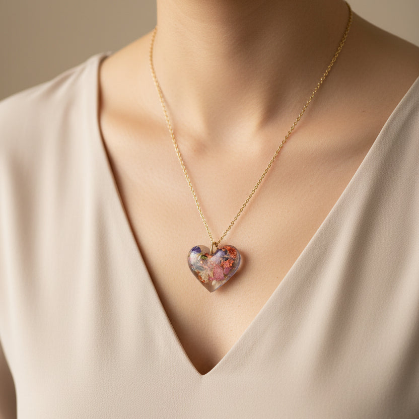 Mystery Handcrafted Resin Necklace Bundle - 3 Necklaces (Hearts)