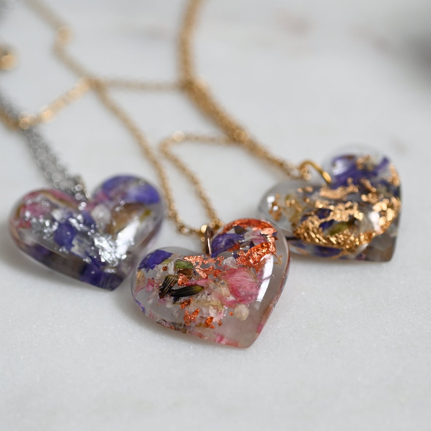 Mystery Handcrafted Resin Necklace Bundle - 3 Necklaces (Hearts)