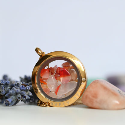 Fire Agate Crystal Locket - Bracelet or Necklace