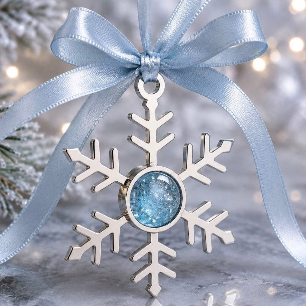Christmas Snowflake Memorial Ornament | Ashes, Hair & Fur Keepsake