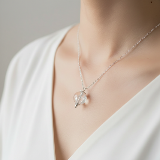 Memorial Necklace with Pendant for Ashes Hair Flowers - Gold or Silver Sphere UK