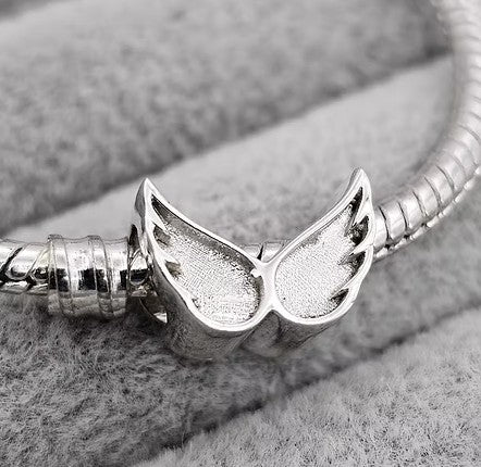Angel Wings Bead 925 Silver Memorial Charm – Ashes, Hair & Fur Memorial Keepsake | Charm Only – Bracelet Chain Not Included