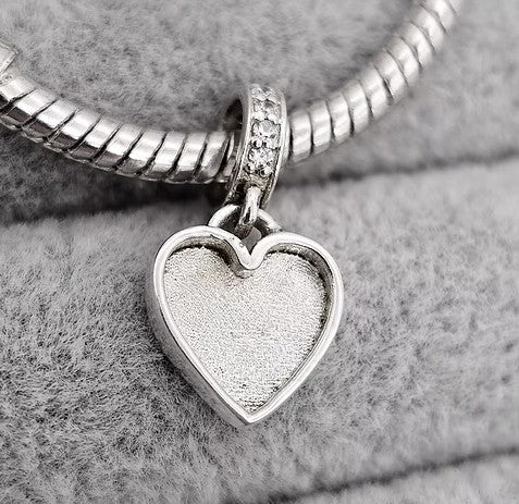 Heart CZ Dangle 925 Silver Memorial Charm – Ashes, Hair & Fur Memorial Keepsake | Charm Only – Bracelet Chain Not Included