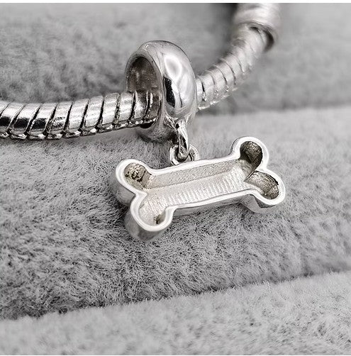 Dog Bone Dangle 925 Silver Memorial Charm – Ashes, Hair & Fur Memorial Keepsake | Charm Only – Bracelet Chain Not Included