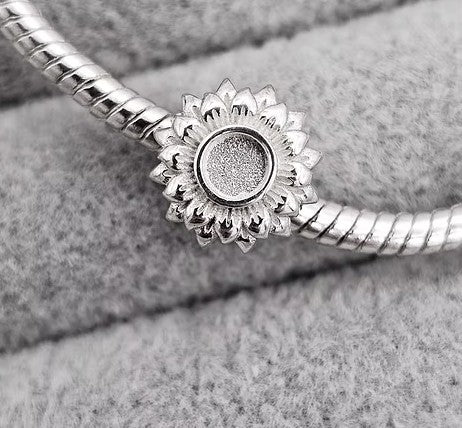 Sunflower Bead 925 Silver Memorial Charm – Ashes, Hair & Fur Memorial Keepsake | Charm Only – Bracelet Chain Not Included