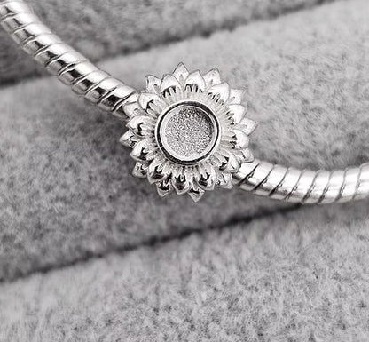 Sunflower Bead 925 Silver Memorial Charm – Ashes, Hair & Fur Memorial Keepsake | Charm Only – Bracelet Chain Not Included
